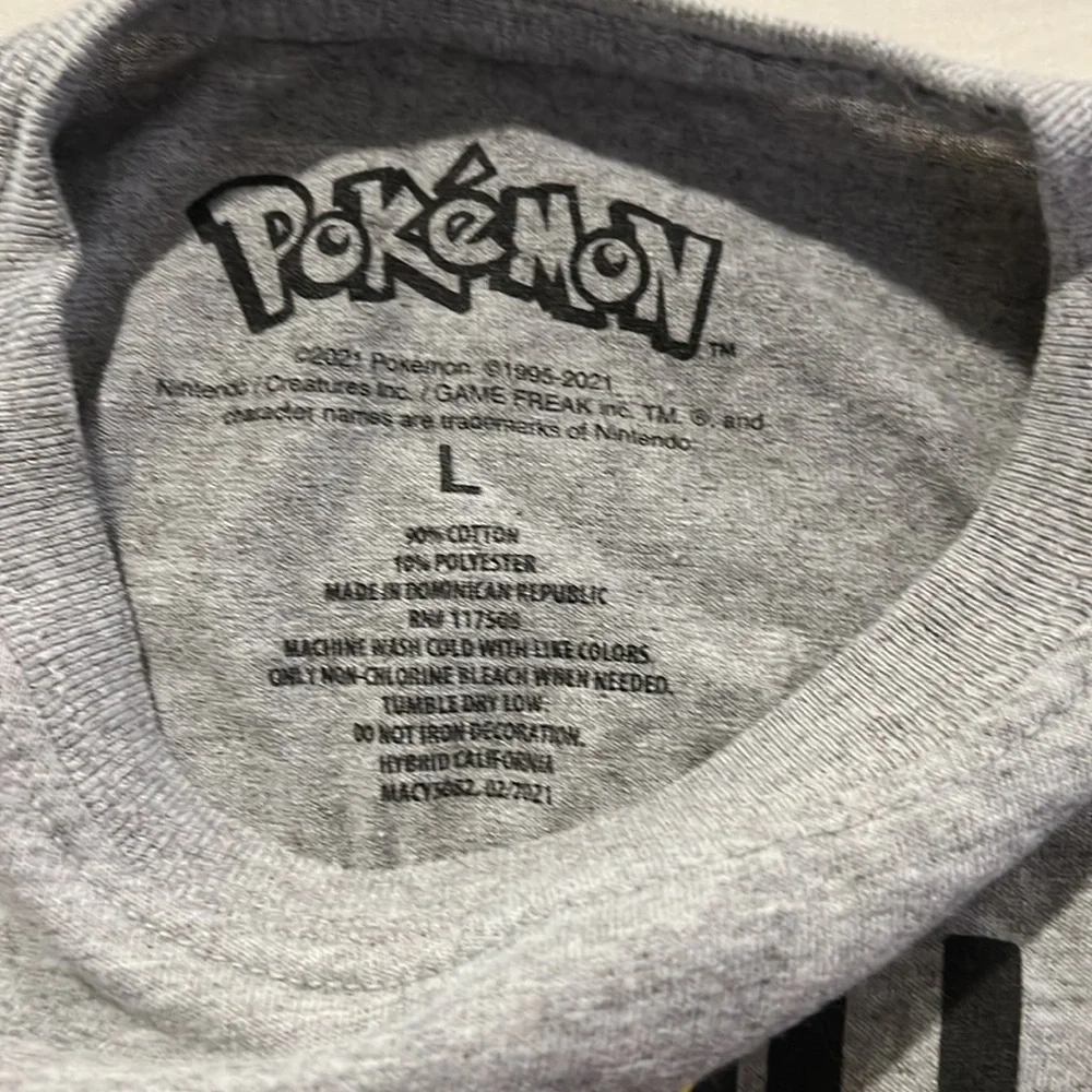 Pokemon Kids Pikachu Cotton Blend Grey Character T-shirt Size L